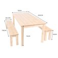 Salon de jardin en bois - CEMONJARDIN - Table + 2 bancs - 8 places-3