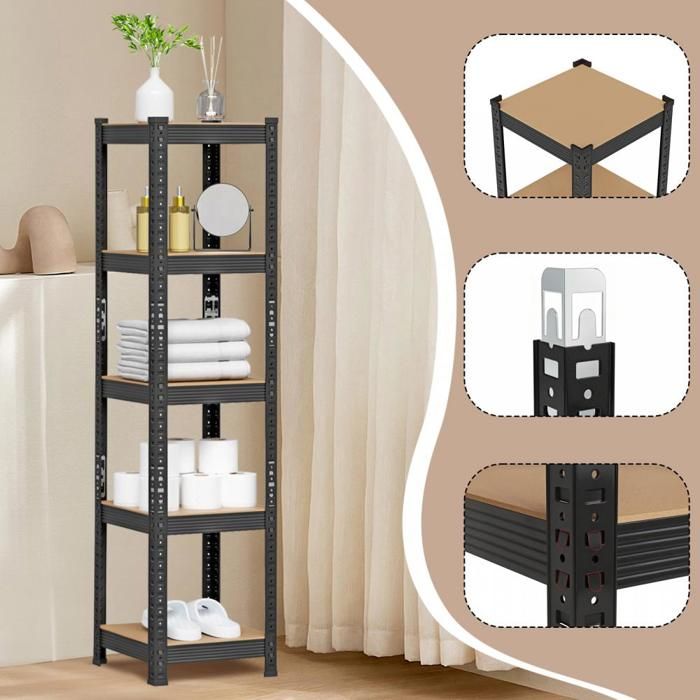 Lot de 2 étagères métalliques, racks de rangement à 5 niveaux, capacité ...