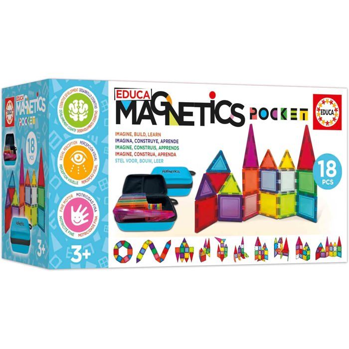 Educa Magnetics | Jeu éducatif De Construction 3D Magnétique Avec 42 Pieces Pour Enfants Construit Des Figures Geometriques En Developpant La Creativite Et L Imagination A Partir De 3 Ans 20023
