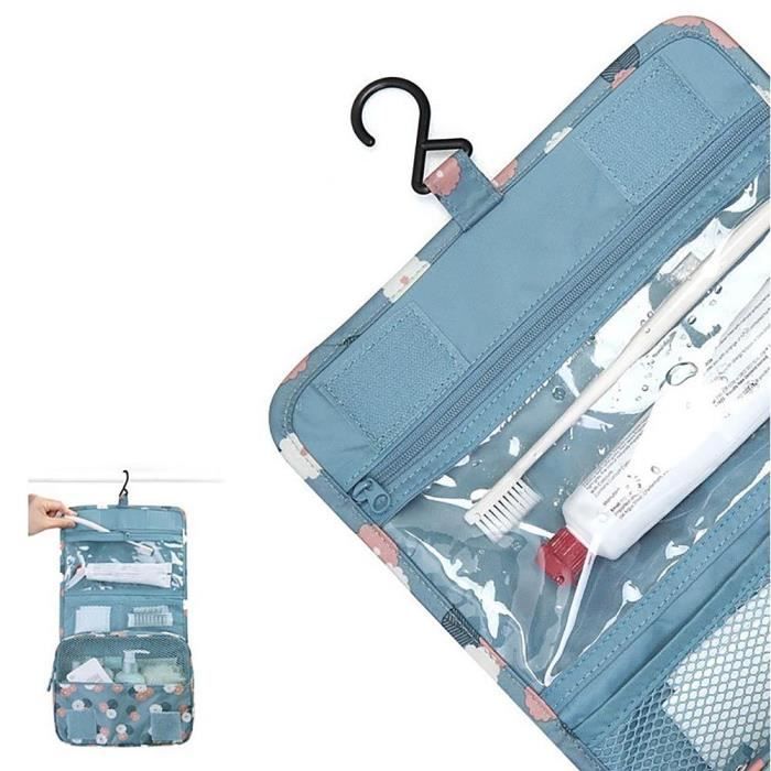 Narwey Trousse De Toilette à Suspendre Fleur Bleue - Version L Pour Homme Et Femme