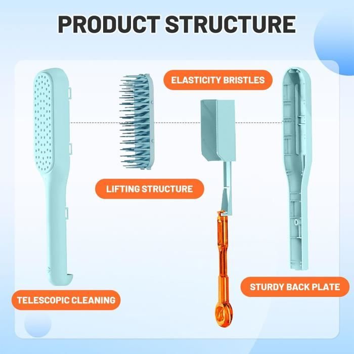 Brosse Et Peigne Anti-Puces Pour Chat - Autonettoyante, Bouton Poussoir - Pour Poils Longs Et Courts - Set 2 Brosses + 1 Peigne Fin - 3