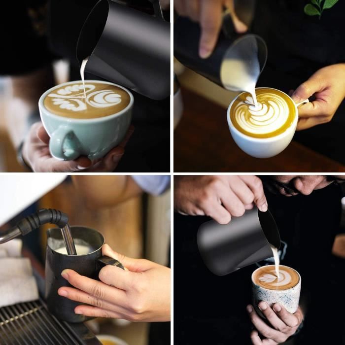 Pichet à Lait Inox 600ml Avec Couvercle - Pichet Cappuccino Mousse Café