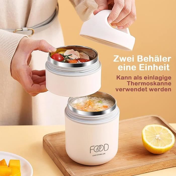 Kinberry Pots Petit-Déjeuner 500ml Isothermes Avec Couvercle Et Cuillère - Anti-Fuite Micro-ondes