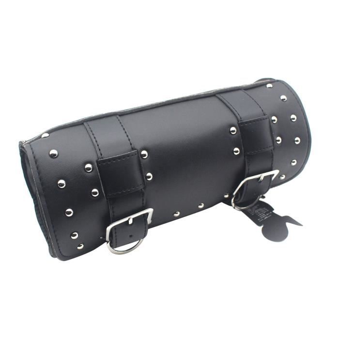Sacoche Ronde En Cuir PU Reinscer Pour Moto - Noire, Étanche Et Robuste Avec Sangles De Fixation