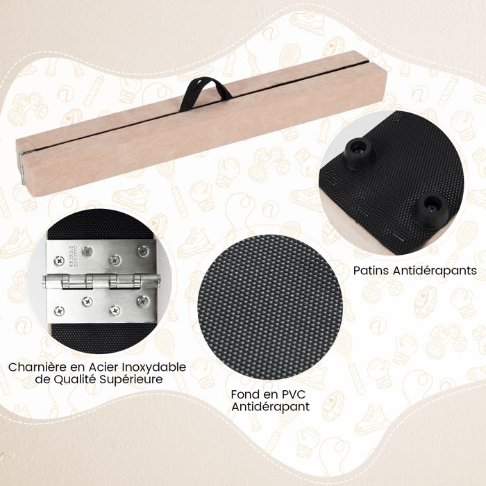 Poutre D'équilibre Pliable GOPLUS 270 Cm – Surface Suède, Patins Antidérapants – Pour Enfants Et Adultes, Intérieur