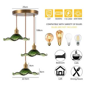 Hofstein Lampe à suspension Karo, lampe à suspension rétro en métal doré et abat-jour en verre
