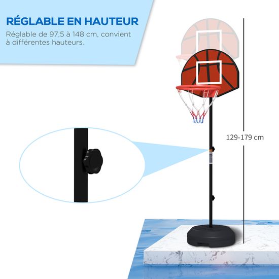 COSTWAY Panier de Basket Mural 45 cm avec Panneau Incassable, Panier