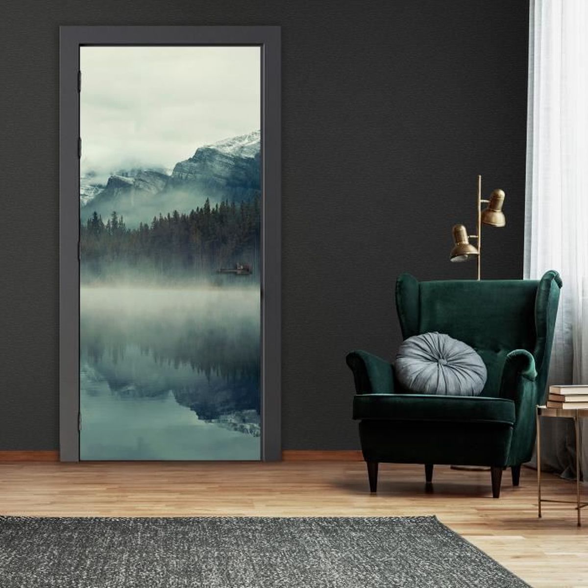 Autocollant Porte 3D Forêt – Papier Peint Amovible 77×200 Cm – Effet Réaliste & Imperméable