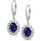 WASDK BOUCLE D OREILLE Boucles dOreilles Pendantes Princesse Diana Kate Middleton Argent S925 Saphir Ovale87