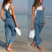 Salopette Femme Minetom - Style Rétro Rayures, Sans Manches, Poches | En Coton/Polyester, Look Bohème