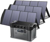 ALLPOWERS Station d'alimentation1500Wh 2400W avec batterie et générateur solaire mobile avec 3 panneaux solaires pliables de 200W