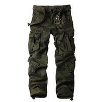 AKARMY Pantalon Cargo Dcontract pour Homme Camouflage Militaire Pantalon de Travail 8 Poches Sans Ceinture 