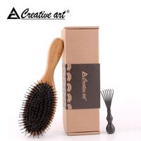Brosse à Cheveux en Soies de Sanglier, Peigne en Bois, brosse à cheveux naturelle en bois de palette de bois de bambou