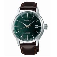 Bracelet cuir et tissu homme - Seiko - Montre Seiko automatique Présage cadran vert