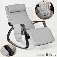 SoBuy® FST20-HG Rocking Chair Fauteuil à bascule relax avec repose-pieds réglable et pochette latérale amovible Bouleau Flexible
