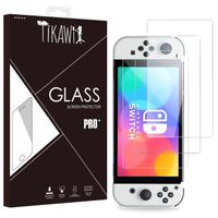 Tikawi x3 Verres trempés 9H Nintendo Switch OLED 7' Protection Ecran Haute résistance - [Anti-traces] - Film de protection x3