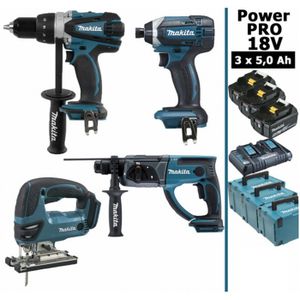 PACK DE MACHINES OUTIL Pack Makita Power PRO 18V: Perceuse 91Nm DDF458 + 