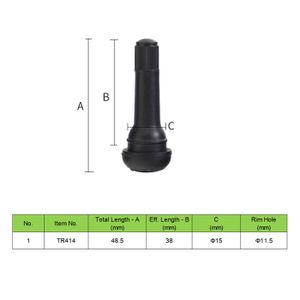 20 Valves TR414 Noir Pour Pneus Tubeless - Voiture, Moto, Vélo - Étanches Et Durables