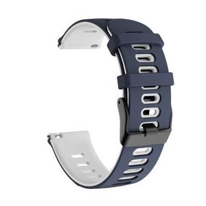 BRACELET MONTRE CONNEC. Bleu Nuit Blanc 22mm Venu 2-965-Bracelet en silico