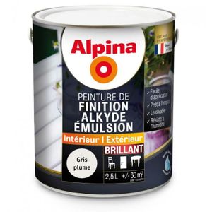 PEINTURE - VERNIS ALPINA - Peinture Alpina Alkyde émulsion 2,5L Brillant - Couleur:Gris plume finition:Brillante