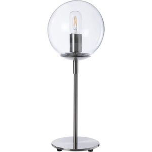 LAMPE A POSER Lampe À Poser Globus, Lampe Décorative Métal-Verre, 15 W, Argent, Ø 19 X H 52 Cm[n2343]