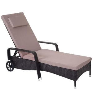 CHAISE LONGUE Chaise longue - Carrara - Bain de soleil - Polyrotin - Aluminium - Anthracite - Coussin beige