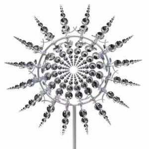CARILLON À VENT Carillon à vent,Moulin à vent en métal 3D Unique et magique,Sculpture cinétique pour pelouse,décoration de ja- silver[F911]