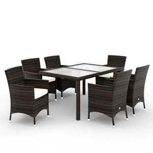 Ensemble table et chaise de jardin Salon de jardin en polyrotin 13 pièces 1 table 150