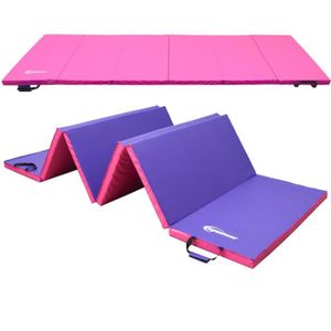 TAPIS DE SOL FITNESS Tapis de Gymnastique Pliable EYEPOWER - Epais 5cm - 300x100 - Rose - Violet - Multisport - Pratique douce
