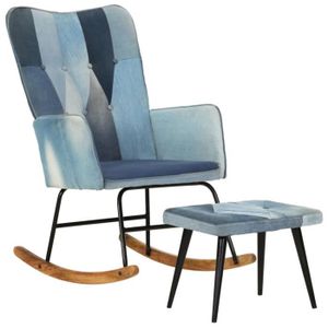 CHAISE DE BUREAU LES Chaise à bascule avec repose-pied Denim Bleu Toile patchwork 117221