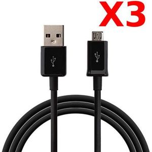 CÂBLE TÉLÉPHONE 3X Câble Micro USB Synchro amp; Charge Blanc pour Samsung J3 / J5 / J7 2015/2016/2017 Noir PACK X3 Couleur :