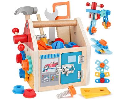 Établi Enfant Maxentico En Bois - Jeu De Construction Avec Outils Pour Enfants 2-5 Ans, Jouet Montessori Éducatif