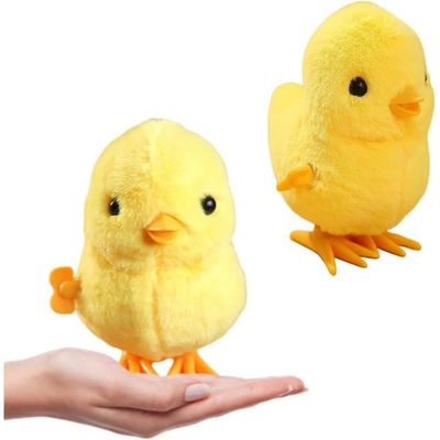 Poussin Qui Saute Peluche Lot De 2 Poussins Mécaniques Sauteurs à Remonter - Jouet Pâques Poussins Qui Sautent En Peluche, Cadeau Enfant