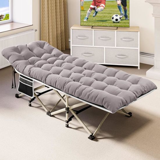 Lit De Camping Costway Pliant Renforcé Gris - Jusqu'à 300 Lbs Avec Sac