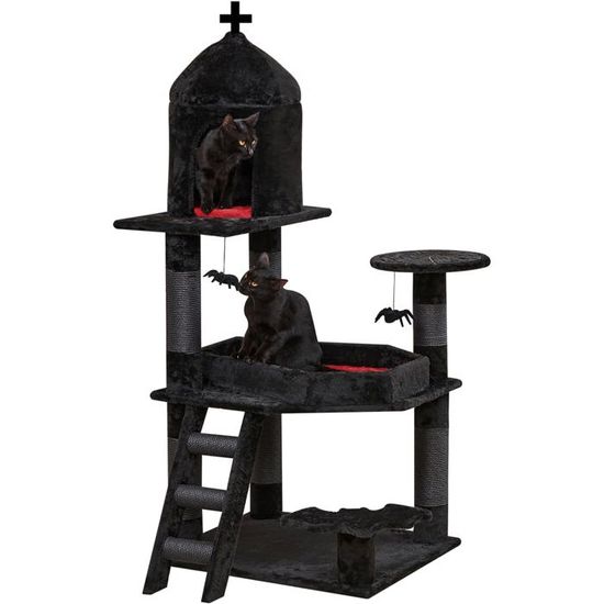 Arbre à Chat Gothique 152 Cm PawHut - Avec Lit Cercueil, Hamac, Abri, Griffoirs Sisal - Pour 1-3 Chats Jusqu'à 6 Kg