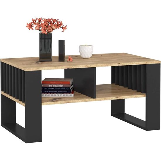 Eikenhouten salontafel met stalen U poten | Maison DAM