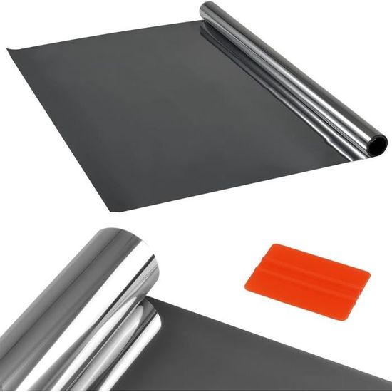Film Miroir Autocollant Argenté 44.5x200 Cm - Protection Solaire Et Intimité Pour Fenêtres - Sans Colle, Sans Résidus