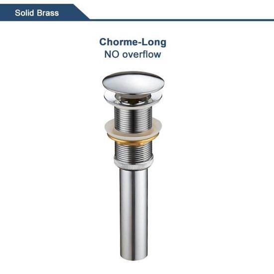 Bonnet De Bain Chromé Avec Trop-plein Et Clapet - Robuste, Acier Inoxydable, Finition Chrome