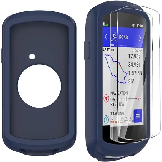 Coque Silicone + 2 Verres Trempés Pour Garmin Edge 1040 - Protection Anti-Choc Noir