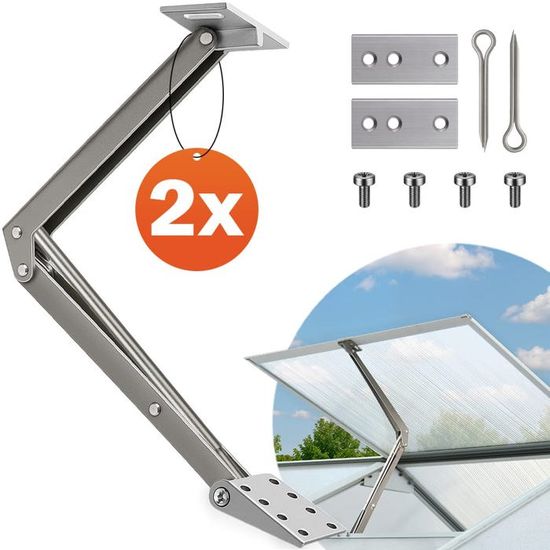 2 Ouvre-fenêtres Automatiques Pour Serre - Force 7,5 Kg, Ouverture Max 45 Cm, Réglable Sans Électricité