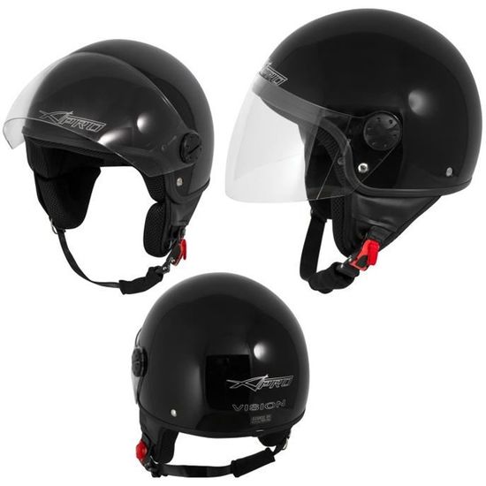 Casque Moto Style Vintage Jet - Homologué ECE 22/05, Visière Longue Anti-rayures, Tailles XS à 2XL (rouge) - 14