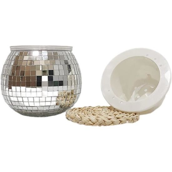 Pot De Fleur Boule à Facettes En Verre Miroir – Décoration Moderne – Fait Main