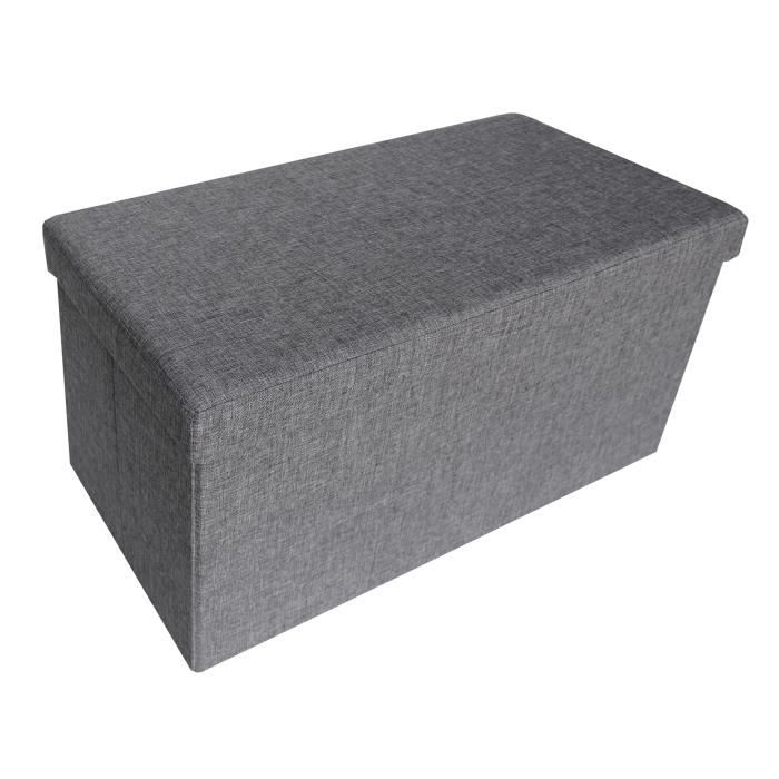 COTTON WOOD Banc Coffre pliable Effet Lin - 76 x 38 x h38 cm - Gris