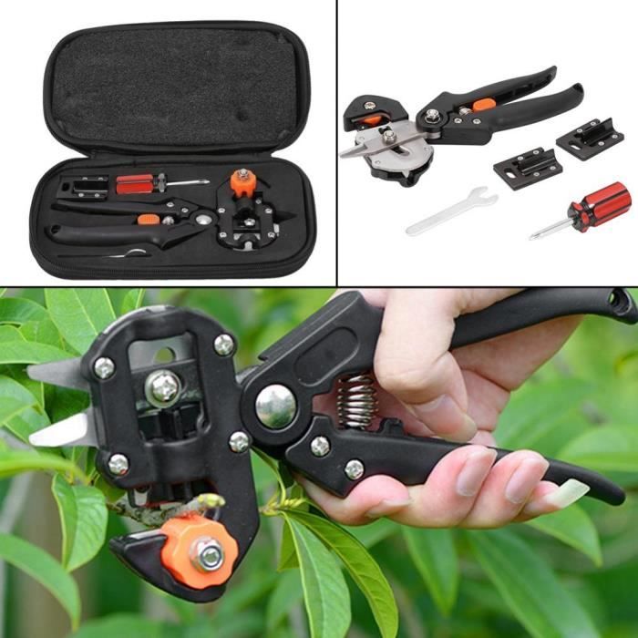 Coupe de Greffe Outil Greffage Professionnel Ciseaux d'Élagage d'Arbres Fruitier en Acier Inoxydable Avec Sac de Rangement