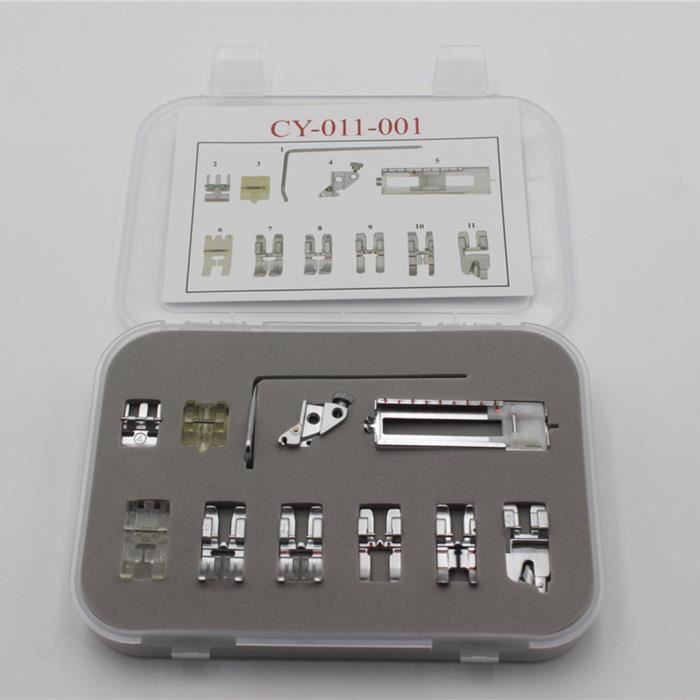 Pied de sertissage pour machine à coudre électrique multifonction pour ménage, 11 pièces