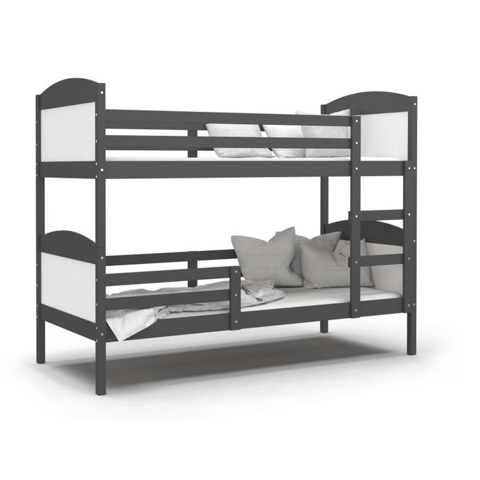 LIT SUPERPOSÉ MATI 90x190 GRIS BLANC Livré avec 2 sommiers