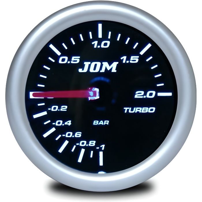 Manomètre, pression de turbo, boost, aspect miroir noir, noir, Ø52mm