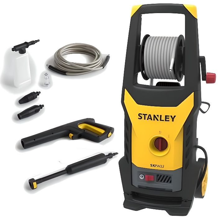Nettoyeur haute pression STANLEY 2200W 150 bars SXPW22E laveur haute pression haute qualité enrouleur 8m accessoires