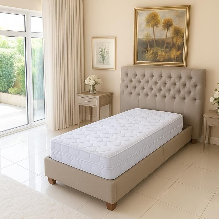 Lot de 2 Matelas 80x200 pour Sommier Electrique ou Mécanique - Mousse Poli Lattex - 20 cm Déhoussable - Ferme + 2 Oreillers à