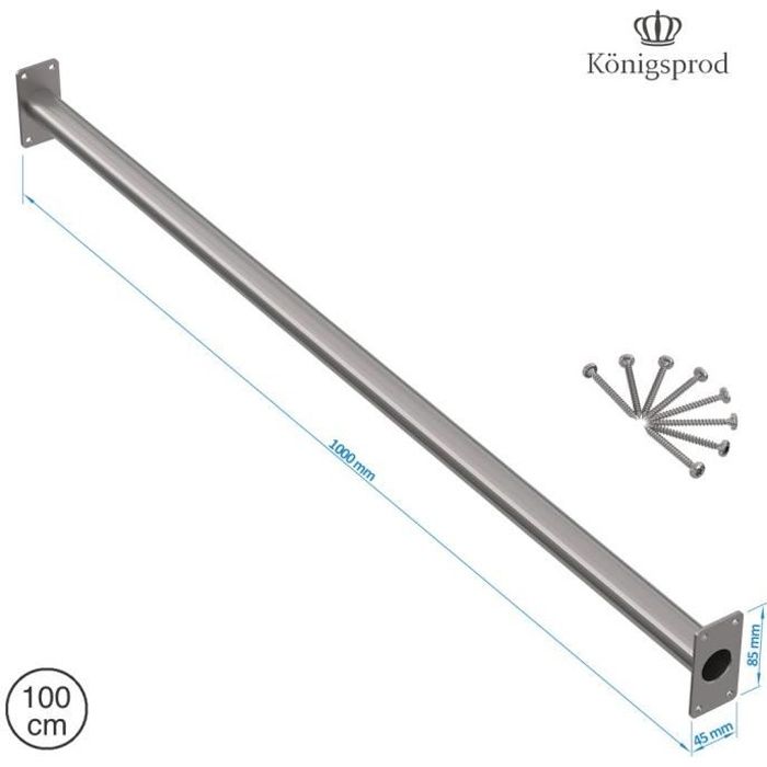 Barre de traction barre fixe, KÖNIGSPROD, acier inoxydable, 100 cm